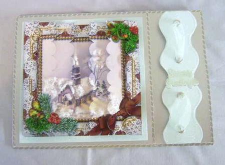 Church Lights on Holly 5inch Square Scalloped 2 Side Stacker by Brenda Needham