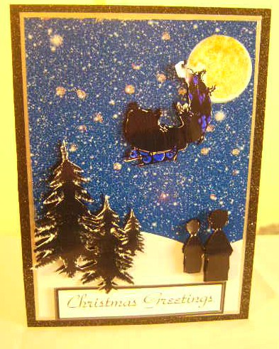 The Christmas Moon Decoupage Quick Card by Brenda Needham