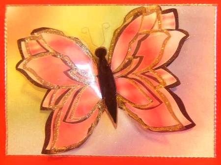 Lace Butterfly Shaped Card (pink) by Brenda Needham