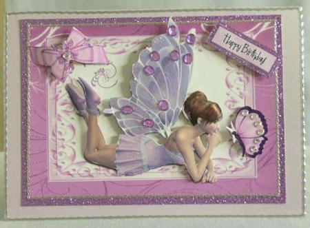 Pretty Faerie in Pink in Ornate Scroll Frame by Brenda Needham