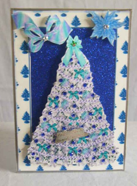 Pretty Christmas Tree in Shades of Blues by Brenda Needham
