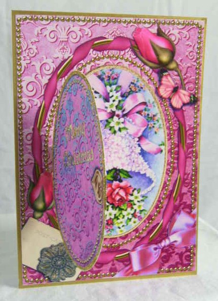 Wedding Bells Pink A5 Locket Card Front by Brenda Needham