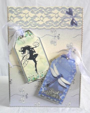 Dragonflies 'n Lace Background/card Front in Blue by Brenda Needham