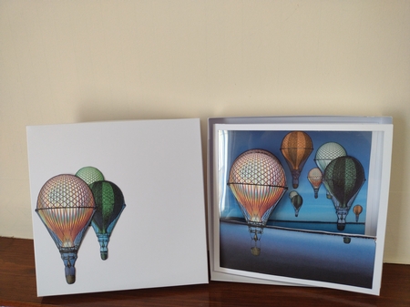 Hot Air Balloons - Balloon Flight Clear Saphire Skys 2 - 3D Decoupage + Insert & Tag by Brenda Rackett