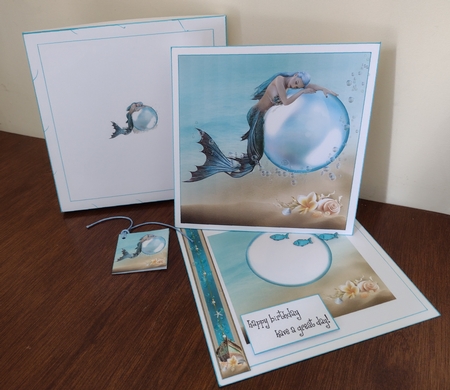 Tales Of The Sea - Merfolk Mermaids & Sirens 1 - Special 3D Decoupage + Insert & Tag by Brenda Rackett
