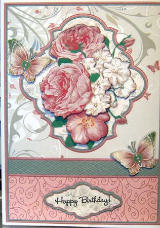 Pink Roses & Blossom Card Topper & Decoupage by Brenda Sadler