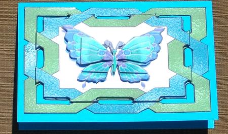 Stained Glass Butterfly Pyramid in Blues and Greens by Brenda Schetnan
