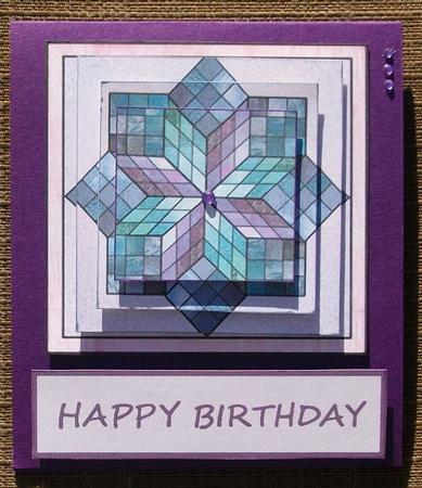 Stained Glass Pyramid on Lilac Background by Brenda Schetnan