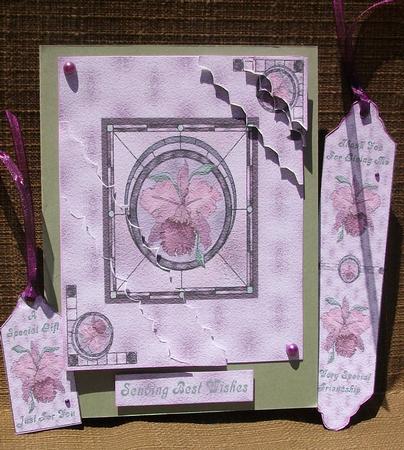 Textured Stained Glass Orchid - Wavy Corners by Brenda Schetnan