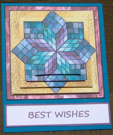 Stained Glass Pyramid on Gold Background by Brenda Schetnan