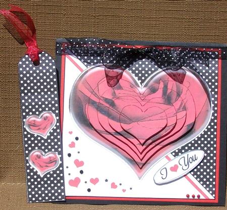 Romantic Rose Heart Quick Card with Heart Shaped Pyramage by Brenda Schetnan