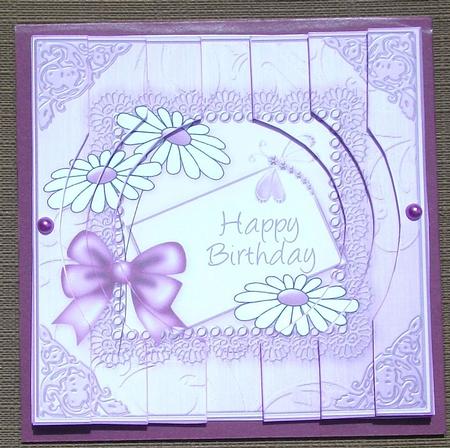 Daisies on Metallic Lace Quick Card Circle Side Stacker by Brenda Schetnan