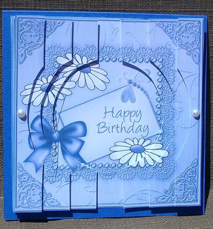 Daisies on Metallic Lace Quick Card Circle Side Stacker by Brenda Schetnan