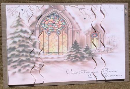 Christmas Peace Church Window Wavy Side Stacker by Brenda Schetnan