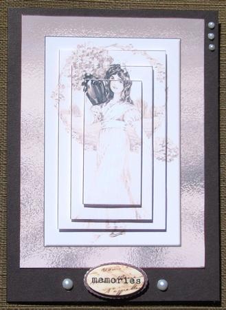 Vintage Girl Ladies Card in Sepia 2 Card Sheet by Brenda Schetnan