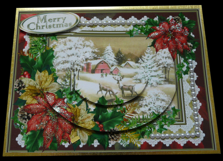 Winter Scene with Holly and Ivy Pyramid by Brenda Scott
