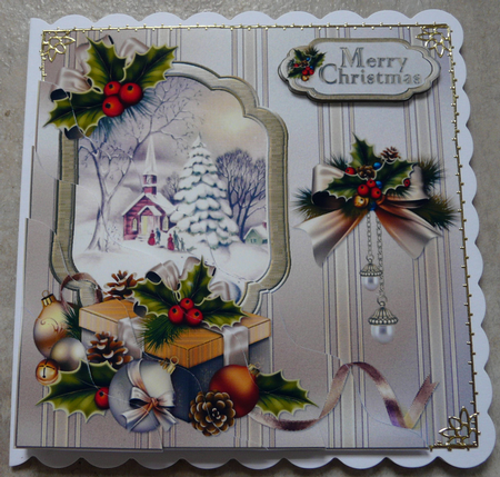 Vintage Christmas Scene Off to Church Wavy Side Stacker by Brenda Scott