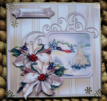 Vintage Christmas 7x7 card with decoupage by Brenda Scott