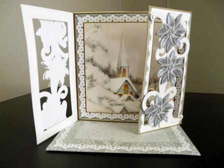 Ice Church Silver Fancy Swirl Gatefold Card & E Kit by Brenda Scott