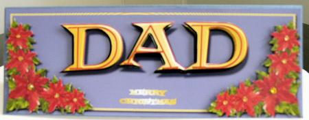 Dad Word Card on Blue Background by Brenda Scott