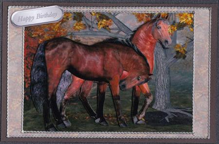 Horses by Tree 1 by Brenda Scott