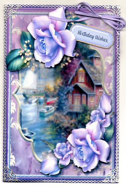Stunning Lilac Roses and Water Scene by Brenda Scott