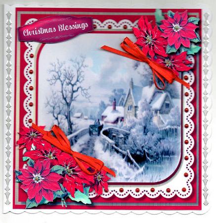 Beautiful Christmas Scene with Poinsettias by Brenda Scott