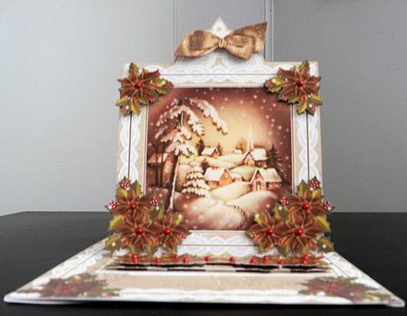 Snowy Village Lace Top Easel Card & Envelope Kit by Brenda Scott