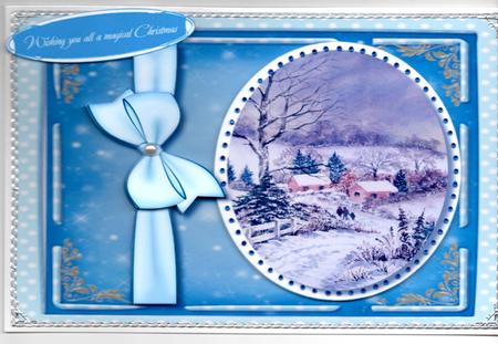 Lovely Christmas Wishes in a Oval Frame  by Brenda Scott