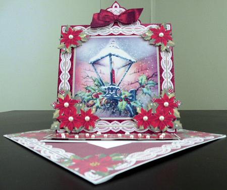 Red Lantern Lace Top Easel Card & Envelope Kit by Brenda Scott