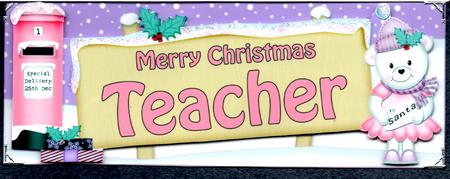 Lge Dl Christmas Teacher Teddy Signpost Easicut Decoupage by Brenda Scott
