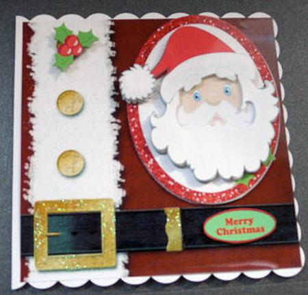 Lovely Santa with Holly in Glitter Frame A4 by Brenda Scott
