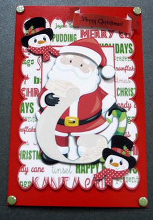 Santa with His List and Snowman in Top Hat by Brenda Scott