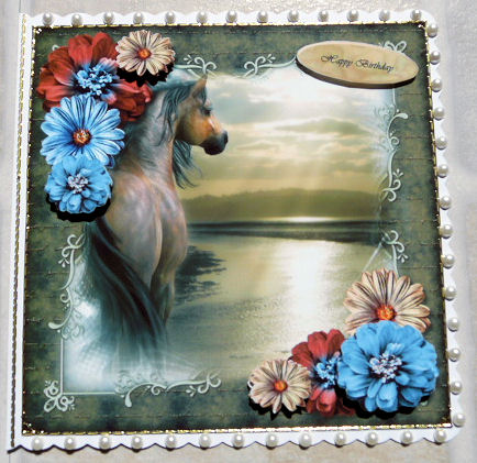 Beautiful Horse and Autumn Flowers by Brenda Scott