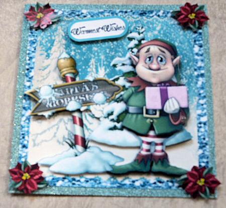 Santa's Helper with Present 8x8 by Brenda Scott