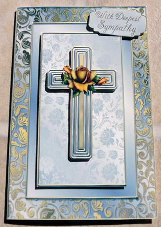 Golden Sympathy Card with Decoupage and Envelope by Brenda Scott