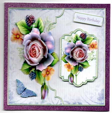 English Roses 7x7 Card with Decoupage by Brenda Scott