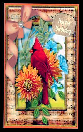 Beautiful Red Cardinal on a Music Frame  by Brenda Scott