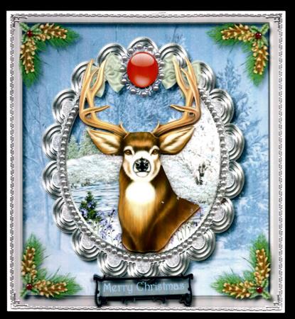 Beautiful Stag in a Silver Plaque  by Brenda Scott