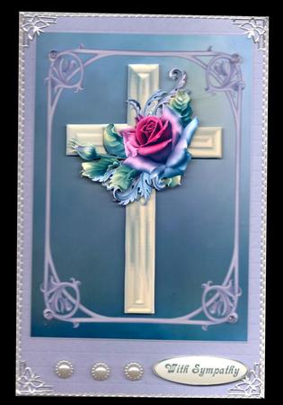 Rose Cross Card Topper with Decoupage by Brenda Scott