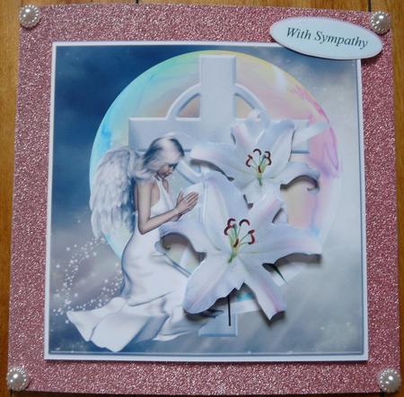 Angel and Lily Cross Topper Wit Decoupage by Brenda Scott