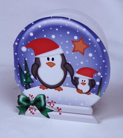 Xmas Penguins Snow Globe Shaped Card by Candice Foers-Bates