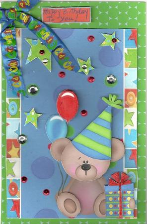 Cute Birthday Bear with Balloons & Present by Candice Woolfall