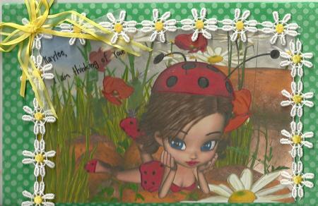 Dotty Ladybird A4 Card Topper by Candice Woolfall
