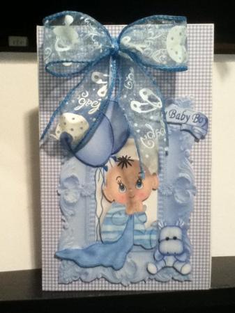 Sweet Baby Boy with Big Blue Eyes in Ornate Frame A4 by Candice Woolfall
