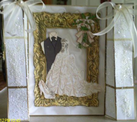 Beautiful Gold Frame with Ivory Wedding Dress & Tux, Gatefol by Candice Woolfall