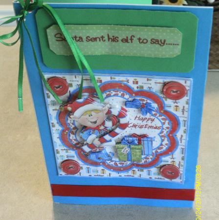 Happy Christmas Elf with Candy and Pressies + Decoupage Red by Candice Woolfall