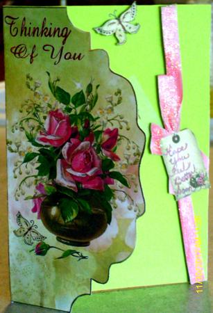 Thinking of You, Roses on a Scalloped Envelope A4 by Candice Woolfall