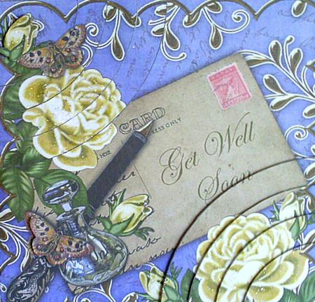 Lemon Roses Blue Get Well Soon 6in Duo Corner Stacker by Candice Woolfall