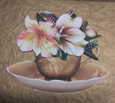 Floral Teacup & Saucer Decoupage Sheet - Peruvian Lilies by cari seybolt-ruiz